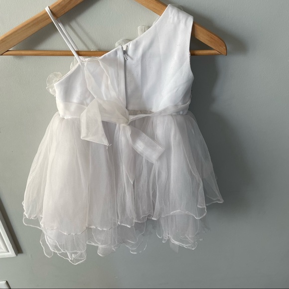 Ailis Designer One Shoulder Occasion White Rose Ruffle Party Dress Size S - Picture 10 of 13